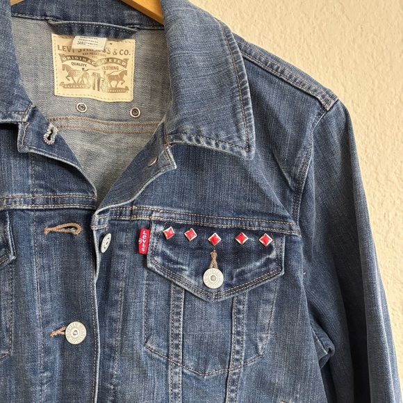 Levi's Blue Denim Jacket with Pink Accents - Picture 3 of 8